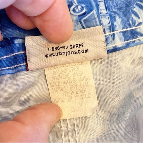 Ron Jon Surf Shop Sz 30 Boardshorts Hula Girls Aloha Hawaiian Blue Logo Nice - Picture 7 of 9